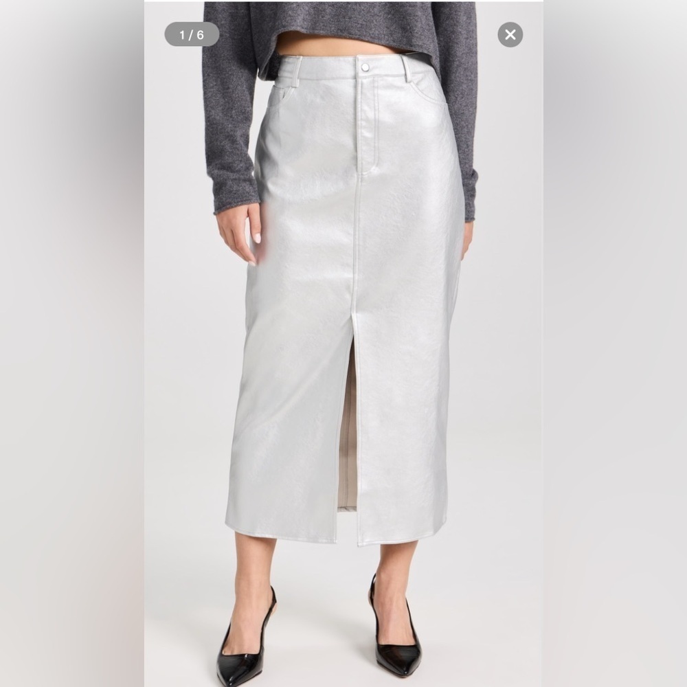 WAYF METALLIC PENCIL SKIRT - M